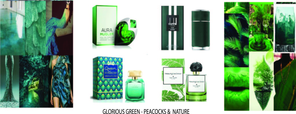 Dark green shades are popular for perfume packaging this year