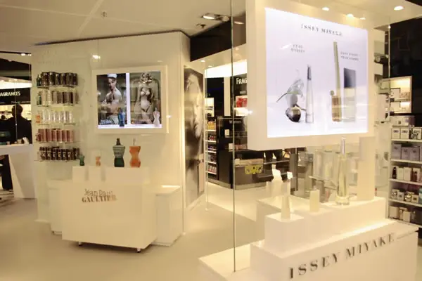 retail display of designer perfume