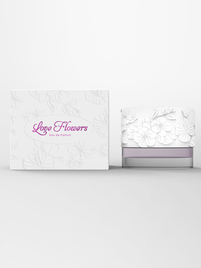 Love flowers perfume bottle design and box