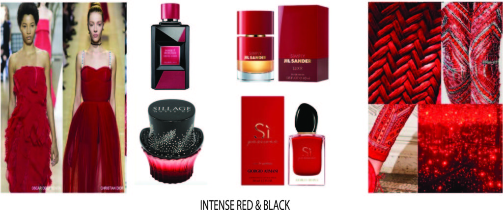 Black and red is a popular colour combination for women's perfume now