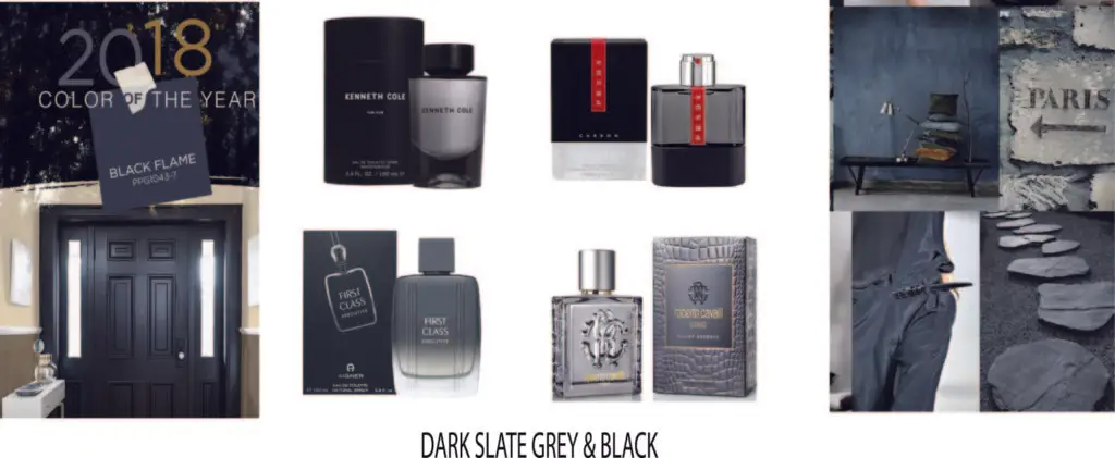 Black and shades of grey are trending for mens perfume