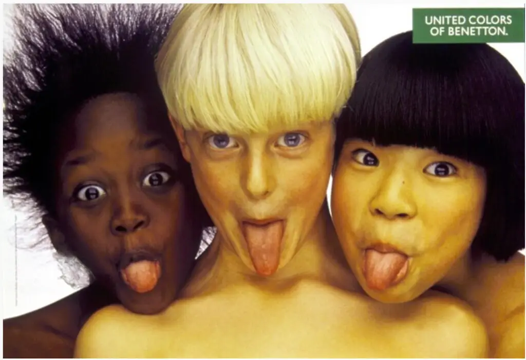 a benetton ad showing three different cultures