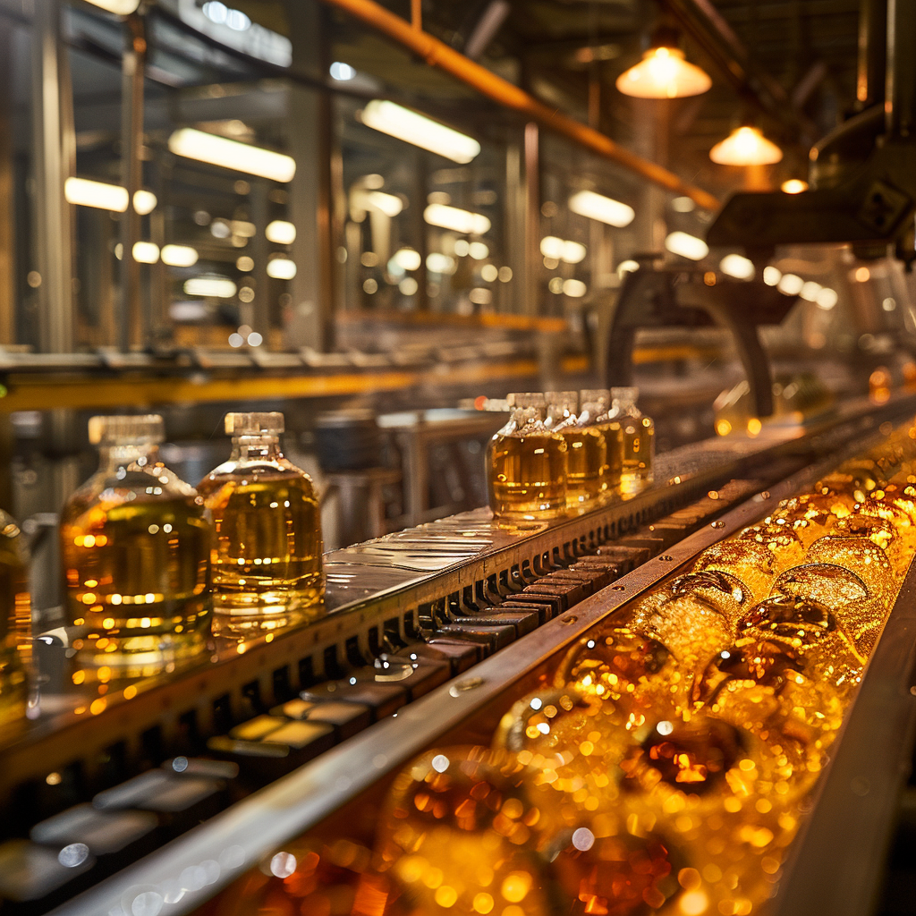 manufacture of perfume bottles in a glass factory