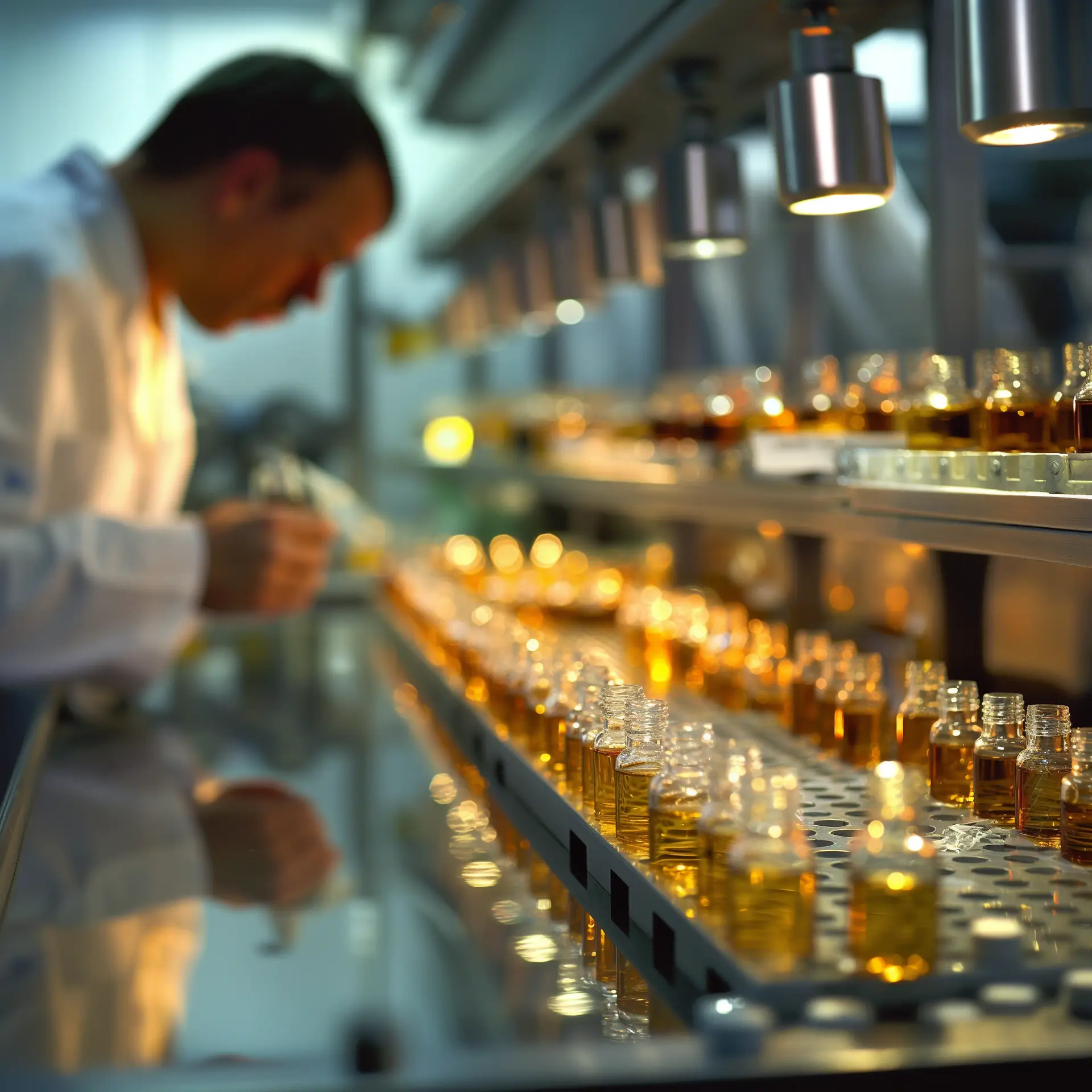 a perfumer in his laboratory