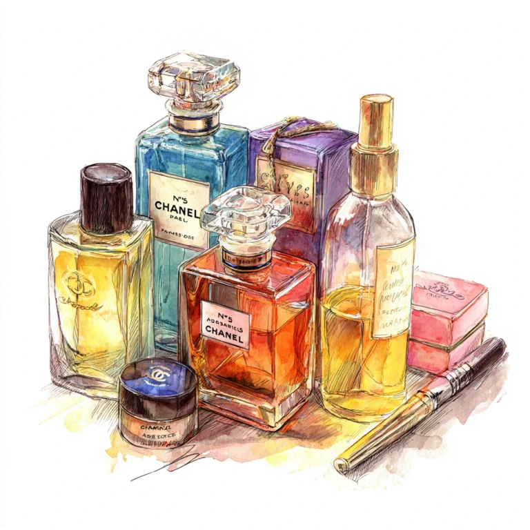 sketch of niche and designer perfumes
