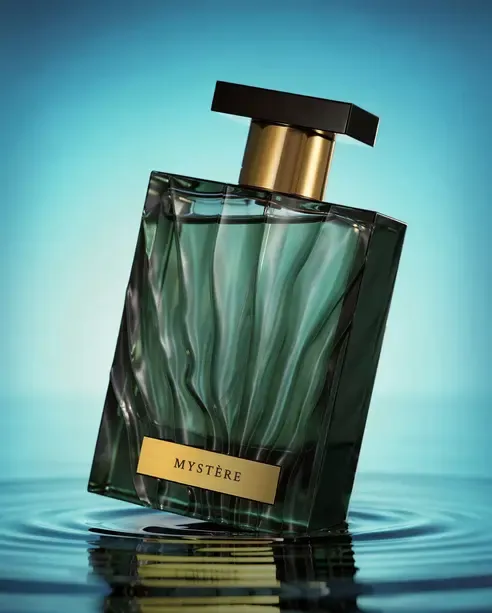 Mystere luxury perfume bottle showcasing premium fragrance