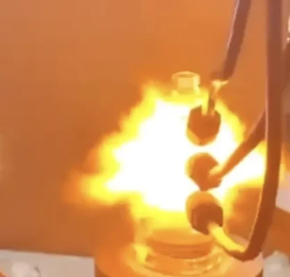 fire polishing a perfume bottle