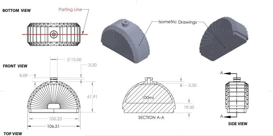jamila perfume bottle technical drawing