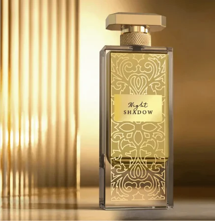 Gold-themed perfume craft background with luxury fragrance packaging elements.