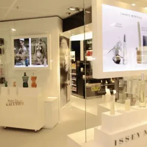 retail display of designer perfume